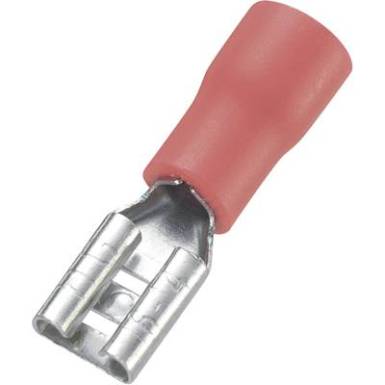 Lapos csúszósaru hüvely 4,8 x 0,8 mm, részlegesen szigetelt, piros, 100 db, Tru Components 745136 Lapos csúszósaru hüvely 4,8 x 0,8 mm, részlegesen szigetelt, piros, 100 db, Tru Components 745136