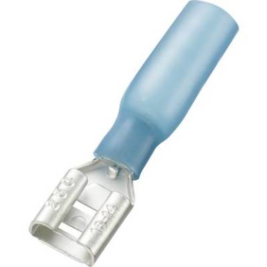 Lapos csúszósaru hüvely zsugorcsővel 6,4 x 0,8 mm, szigetelt, kék, vízálló, 30 db, Tru Components 738960 Lapos csúszósaru hüvely zsugorcsővel 6,4 x 0,8 mm, szigetelt, kék, vízálló, 30 db, Tru Components 738960
