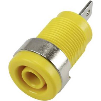 Biztonsági banán aljzat, beépíthető, 4 mm, sárga, Tru Components Biztonsági banán aljzat, beépíthető, 4 mm, sárga, Tru Components
