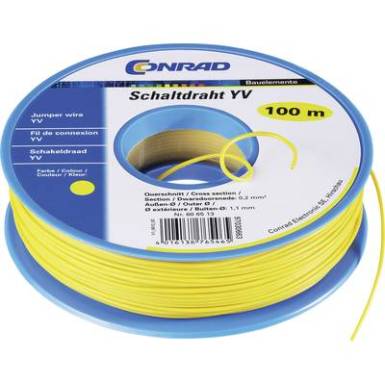 Kapcsolóvezeték, Tru Components YV 1 x 0,2 mm?, 25 m, sárga Kapcsolóvezeték, Tru Components YV 1 x 0,2 mm?, 25 m, sárga