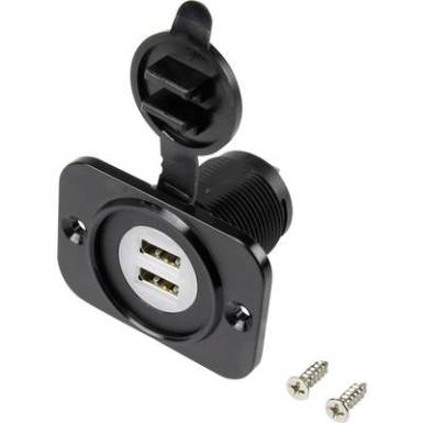 Beépíthető USB aljzat védőkupakkal, 2x USB 2.0 aljzat A, fekete, Tru Components Beépíthető USB aljzat védőkupakkal, 2x USB 2.0 aljzat A, fekete, Tru Components