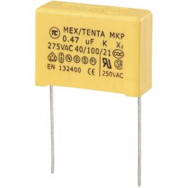 MKP-X2 zavarszűrő kondenzátor, radiális 0,47 uF 275 V/AC 10 % RM 22,5 mm 26,5 x 10 x 19 mm TRU COMPONENTS MKP-X2 MKP-X2 zavarszűrő kondenzátor, radiális 0,47 uF 275 V/AC 10 % RM 22,5 mm 26,5 x 10 x 19 mm TRU COMPONENTS MKP-X2