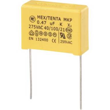 MKP-X2 zavarszűrő kondenzátor, radiális 0,47 uF 275 V/AC 10 % RM 22,5 mm 26,5 x 8,5 x 17 mm TRU COMPONENTS MKP-X2 MKP-X2 zavarszűrő kondenzátor, radiális 0,47 uF 275 V/AC 10 % RM 22,5 mm 26,5 x 8,5 x 17 mm TRU COMPONENTS MKP-X2