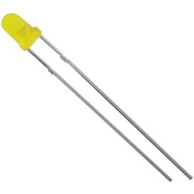 LED, Tru Components, 3 mm, szórt, sárga, 130 mcd LED, Tru Components, 3 mm, szórt, sárga, 130 mcd