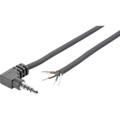 Audio kábel, 3,5 mm-es jack dugó, könyök, 4 pól., 1,8 m, Tru Components Audio kábel, 3,5 mm-es jack dugó, könyök, 4 pól., 1,8 m, Tru Components