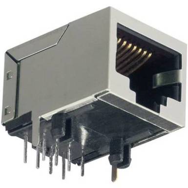 RJ45 be&eacute;p&iacute;thető csatlakoz&oacute; aljzat, v&iacute;zszintes, sz&uuml;rke, TRU COMPONENTS 1582436