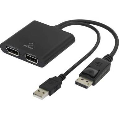 DisplayPort eloszt&oacute;, 1x DisplayPort dug&oacute; - 2x DisplayPort alj, fekete, Renkforce