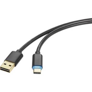 USB C 2.0 gyorst&ouml;ltő k&aacute;bel, 1 m, renkforce