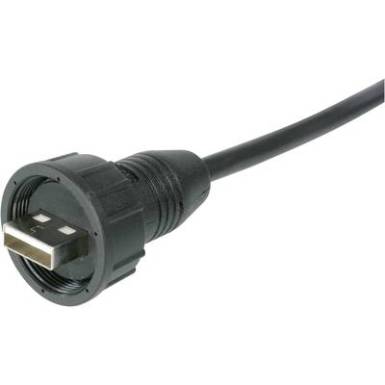 USB beépíthető dugó, USB 2.0 A dugó, 1 m kábel, IP 67, Tru Components TC-A-KAB-USBA-MS-1M-203 USB beépíthető dugó, USB 2.0 A dugó, 1 m kábel, IP 67, Tru Components TC-A-KAB-USBA-MS-1M-203