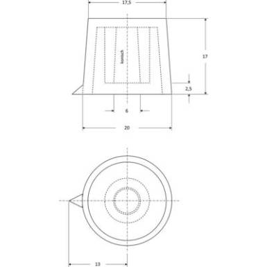Forgat&oacute;gomb Mutat&oacute;val Fekete (? x Ma) 20 mm x 17 mm TRU COMPONENTS TC-20/6/SW203