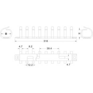 Rugalmas kábelköteg tartó 20 mm, szürke, TRU COMPONENTS TC-FDR20203 Rugalmas kábelköteg tartó 20 mm, szürke, TRU COMPONENTS TC-FDR20203