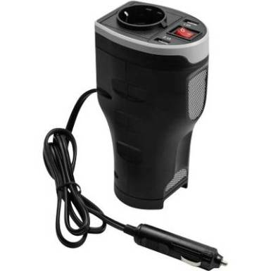 Szivargyújtós inverter pohártartóba rakható, trapéz jelű 12V/DC 200 W, Technaxx TE13 Szivargyújtós inverter pohártartóba rakható, trapéz jelű 12V/DC 200 W, Technaxx TE13