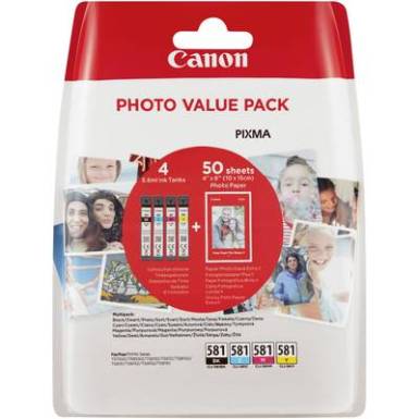 Canon Tinta CLI-581 Photo Value Pack CMYK Eredeti Fénykép fekete, Cián, Bíbor, Sárga 2106C005 Canon Tinta CLI-581 Photo Value Pack CMYK Eredeti Fénykép fekete, Cián, Bíbor, Sárga 2106C005