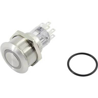 Nyom&oacute;kapcsol&oacute; 2 x KI/BE IP65, TRU COMPONENTS TC-GQ22-A-22ZE/B/12V/S203, reteszelő