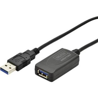Digitus USB 3.0 Hosszabb&iacute;t&oacute;k&aacute;bel [1x USB 3.0 dug&oacute;, A t&iacute;pus - 1x USB 3.0 alj, A t&iacute;pus] 5 m Fekete Hosszabb&iacute;t&oacute; k&aacute;bellel