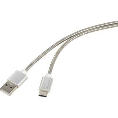 USB 2.0 kábel, 1x USB 2.0 dugó A - 1x USB C dugó, 0,5 m, ezüst, Renkforce USB 2.0 kábel, 1x USB 2.0 dugó A - 1x USB C dugó, 0,5 m, ezüst, Renkforce