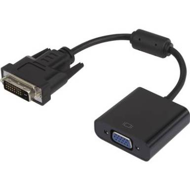 DVI/VGA átalakító adapter, 1x DVI dugó - 1x VGA alj 24+1 pól., aranyozott, fekete, ferrittel, Renkforce DVI/VGA átalakító adapter, 1x DVI dugó - 1x VGA alj 24+1 pól., aranyozott, fekete, ferrittel, Renkforce