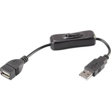USB hosszabbítókábel kapcsolóval, 1x USB 2.0 dugó A - 1x USB 2.0 alj A, 0,25 m, fekete, aranyozott, Renkforce USB hosszabbítókábel kapcsolóval, 1x USB 2.0 dugó A - 1x USB 2.0 alj A, 0,25 m, fekete, aranyozott, Renkforce