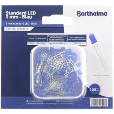 Barthelme LED készlet Kék Kerek 3 mm 1500 mcd 30 ° 20 mA 3 V Barthelme LED készlet Kék Kerek 3 mm 1500 mcd 30 ° 20 mA 3 V
