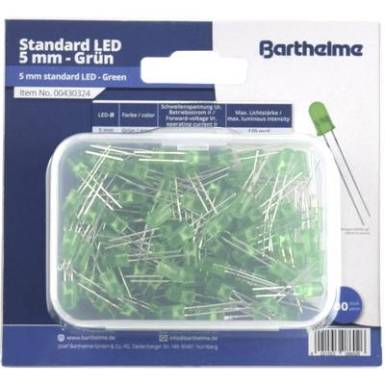 Barthelme LED készlet Zöld Kerek 5 mm 120 mcd 35 ° 20 mA 3 V Barthelme LED készlet Zöld Kerek 5 mm 120 mcd 35 ° 20 mA 3 V