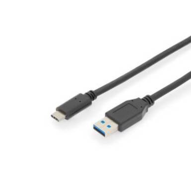 Digitus USB 3.1 Csatlakoz&oacute;k&aacute;bel [1x USB 3.1 dug&oacute;, C t&iacute;pus - 1x USB 3.1 dug&oacute;, A t&iacute;pus] 1 m Fekete Kettős &aacute;rny&eacute;kol&aacute;s