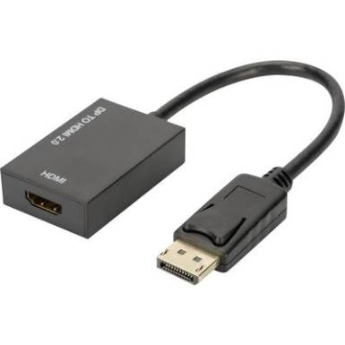 Digitus Kijelző csatlakoz&oacute; / HDMI &Aacute;talak&iacute;t&oacute; [1x DisplayPort dug&oacute; - 1x HDMI alj] Fekete &Aacute;rny&eacute;kolt, HDMI-re alkalmas, Ultra HD (4k) HDMI, High Speed-HDMI, Tejes