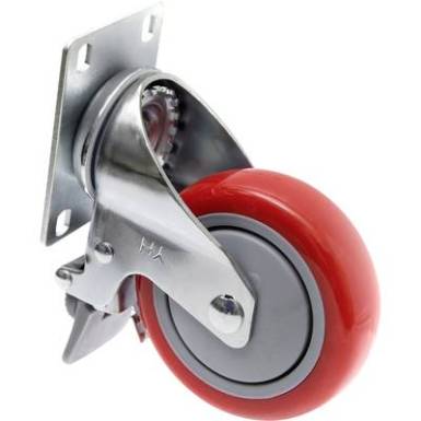 TOOLCRAFT TO-5137956 forgó görgő fékkel és szerelőlappal PU 100 mm TOOLCRAFT TO-5137956 forgó görgő fékkel és szerelőlappal PU 100 mm
