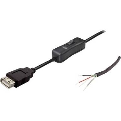 USB csatlakozókábel kapcsolóval Alj, egyenes TRU COMPONENTS Tartalom: 1 db USB csatlakozókábel kapcsolóval Alj, egyenes TRU COMPONENTS Tartalom: 1 db