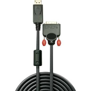 LINDY Kijelző csatlakoz&oacute; / DVI Csatlakoz&oacute;k&aacute;bel [1x DisplayPort dug&oacute; - 1x DVI dug&oacute;, 24+1 p&oacute;lus&uacute;] 2 m Fekete