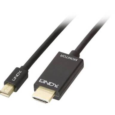 LINDY Kijelző csatlakoz&oacute; / HDMI Csatlakoz&oacute;k&aacute;bel [1x Mini DisplayPort dug&oacute; - 1x HDMI dug&oacute;] 1 m Fekete