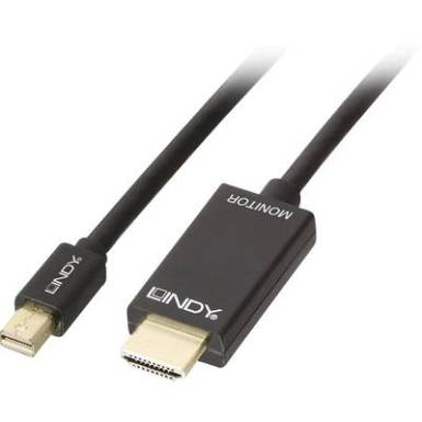 LINDY Kijelző csatlakoz&oacute; / HDMI Csatlakoz&oacute;k&aacute;bel [1x Mini DisplayPort dug&oacute; - 1x HDMI dug&oacute;] 2 m Fekete