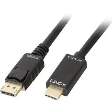 LINDY Kijelző csatlakoz&oacute; / HDMI Csatlakoz&oacute;k&aacute;bel [1x DisplayPort dug&oacute; - 1x HDMI dug&oacute;] 1 m Fekete