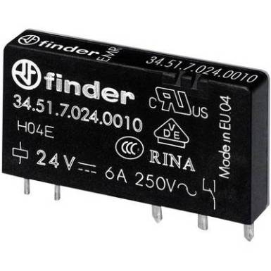 Finder 34.51.7.024.0310 Nyák relé 24 V/DC 6 A 1 váltó 1 db Finder 34.51.7.024.0310 Nyák relé 24 V/DC 6 A 1 váltó 1 db