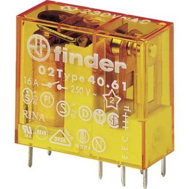 Finder 40.61.8.230.4000 Nyák relé 230 V/AC 16 A 1 váltó 1 db Finder 40.61.8.230.4000 Nyák relé 230 V/AC 16 A 1 váltó 1 db