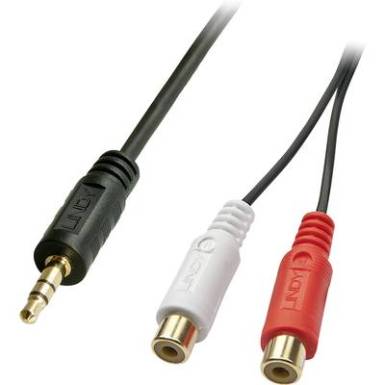 LINDY Jack / RCA Audio &Aacute;talak&iacute;t&oacute; [1x Jack dug&oacute;, 3,5 mm-es - 2x RCA alj] Fekete