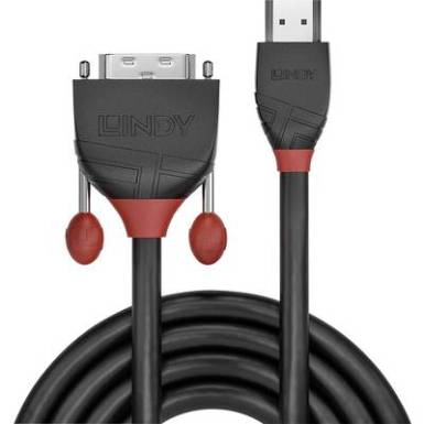 LINDY HDMI / DVI Csatlakoz&oacute;k&aacute;bel [1x HDMI dug&oacute; - 1x DVI dug&oacute;, 18+1 p&oacute;lus&uacute;] 2 m Fekete