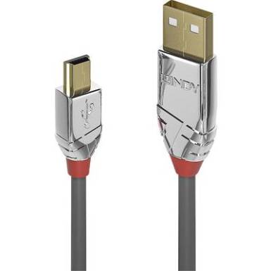 LINDY USB 2.0 Csatlakoz&oacute;k&aacute;bel [1x USB 2.0 dug&oacute;, A t&iacute;pus - 1x USB 2.0 dug&oacute;, mini B t&iacute;pus] 3 m Sz&uuml;rke