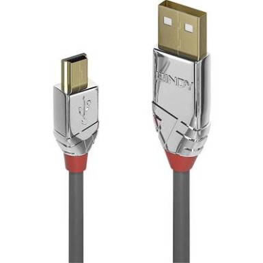LINDY USB 2.0 Csatlakoz&oacute;k&aacute;bel [1x USB 2.0 dug&oacute;, A t&iacute;pus - 1x USB 2.0 dug&oacute;, mini B t&iacute;pus] 5 m Sz&uuml;rke