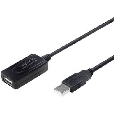 LogiLink USB 2.0 Csatlakoz&oacute;k&aacute;bel [1x USB 2.0 dug&oacute;, A t&iacute;pus - 1x USB 2.0 alj, A t&iacute;pus] 10 m Fekete