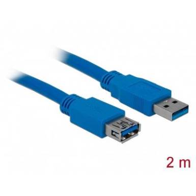 Delock USB 3.0 Hosszabb&iacute;t&oacute;k&aacute;bel [1x USB 3.0 dug&oacute;, A t&iacute;pus - 1x USB 3.0 alj, A t&iacute;pus] 2 m K&eacute;k Aranyozatt &eacute;rintkező