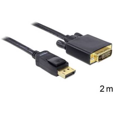 Delock Kijelző csatlakoz&oacute; / DVI Csatlakoz&oacute;k&aacute;bel [1x DisplayPort dug&oacute; - 1x DVI dug&oacute;, 24+1 p&oacute;lus&uacute;] 2 m Fekete