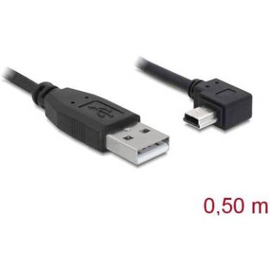 Delock USB 2.0 Csatlakoz&oacute;k&aacute;bel [1x USB 2.0 dug&oacute;, A t&iacute;pus - 1x USB 2.0 dug&oacute;, mini B t&iacute;pus] 0.5 m Fekete