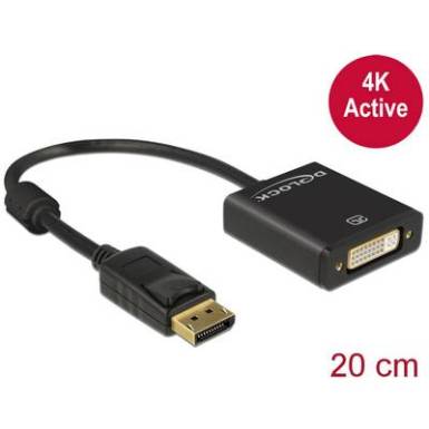 Delock Kijelző csatlakoz&oacute; / DVI Csatlakoz&oacute;k&aacute;bel [1x DisplayPort dug&oacute; - 1x DVI alj, 24+5 p&oacute;lus&uacute;] 0.20 m Fekete