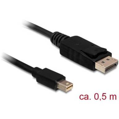Delock Kijelző csatlakoz&oacute; Csatlakoz&oacute;k&aacute;bel [1x Mini DisplayPort dug&oacute; - 1x DisplayPort dug&oacute;] 0.5 m Fekete