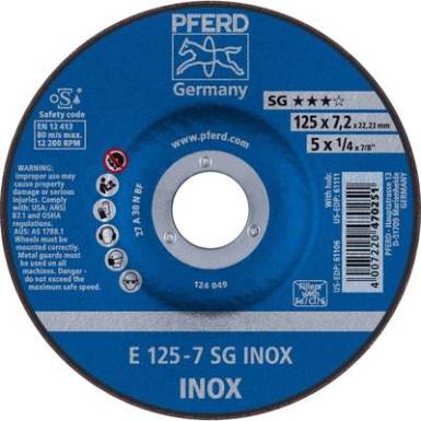 Nagyolótárcsa, hajlított 125 mm 22.23 mm Pferd Sg Inox 62212623 10 db Nagyolótárcsa, hajlított 125 mm 22.23 mm Pferd Sg Inox 62212623 10 db