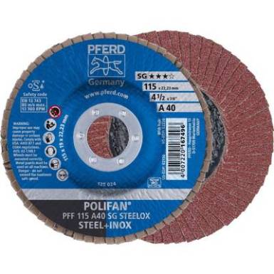 POLIFAN legyezőlapos csiszolókorong, PFF 115 A 40 SG STEELOX Pferd 67604115 ? 115 mm 10 db POLIFAN legyezőlapos csiszolókorong, PFF 115 A 40 SG STEELOX Pferd 67604115 ? 115 mm 10 db