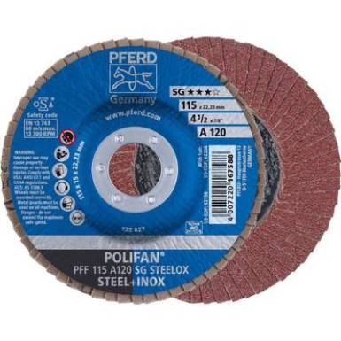POLIFAN legyezőlapos csiszolókorong, PFF 115 A 120 SG STEELOX Pferd 67612115 ? 115 mm 10 db POLIFAN legyezőlapos csiszolókorong, PFF 115 A 120 SG STEELOX Pferd 67612115 ? 115 mm 10 db
