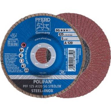 POLIFAN legyezőlapos csiszolókorong, PFF 125 A 120 SG STEELOX Pferd 67612125 ? 125 mm 10 db POLIFAN legyezőlapos csiszolókorong, PFF 125 A 120 SG STEELOX Pferd 67612125 ? 125 mm 10 db