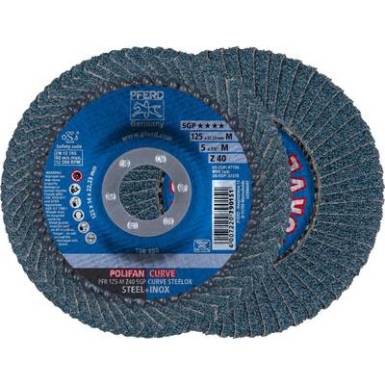 POLIFAN legyezőlapos csiszol&oacute;korong, PFR 125-M Z 40 SGP CURVE STEELOX Pferd 67689052 ? 125 mm 10 db