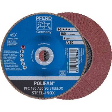 POLIFAN legyezőlapos csiszolókorong, PFC 180 A 60 SG STEELOX Pferd 67706185 ? 180 mm 10 db POLIFAN legyezőlapos csiszolókorong, PFC 180 A 60 SG STEELOX Pferd 67706185 ? 180 mm 10 db